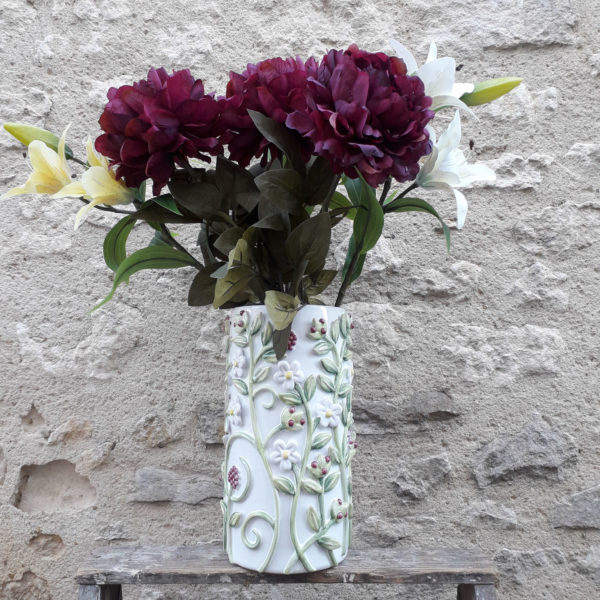 Vase droit rinceaux poly G Nouri