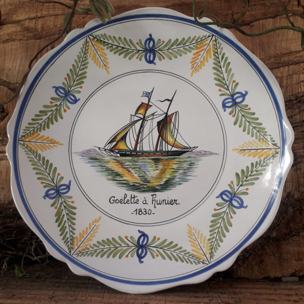 Assiette bateau Goélette à hunier
