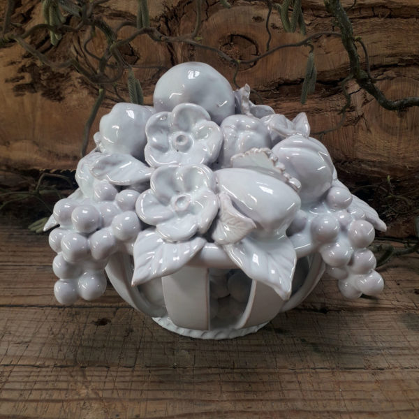 Corbeille trompe-l’œil au panier ajouré blanche