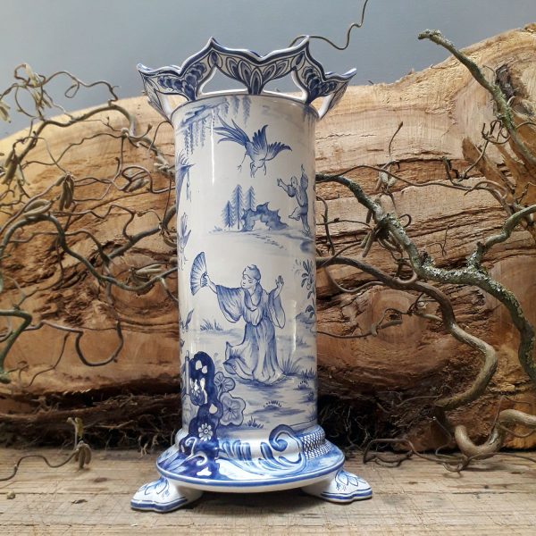 Vase sur pieds griffes Chinois bleu