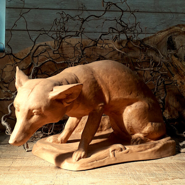 Renard en biscuit patiné