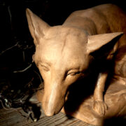 Renard en biscuit patiné