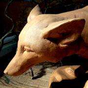 Renard en biscuit patiné