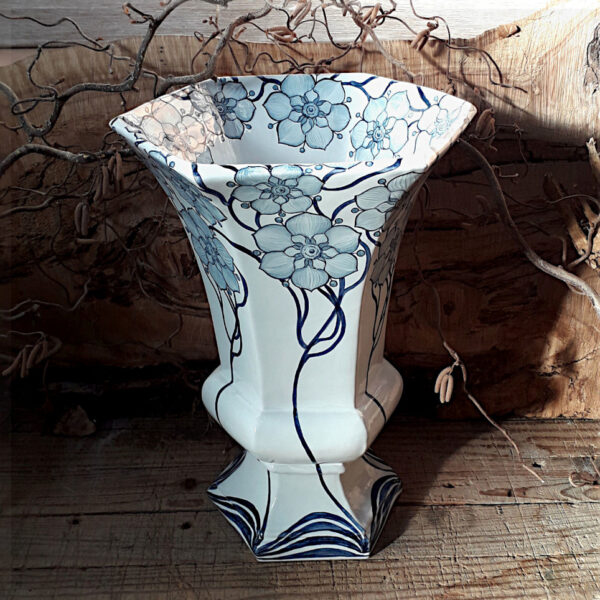 Vase à pans Fleurs bleues