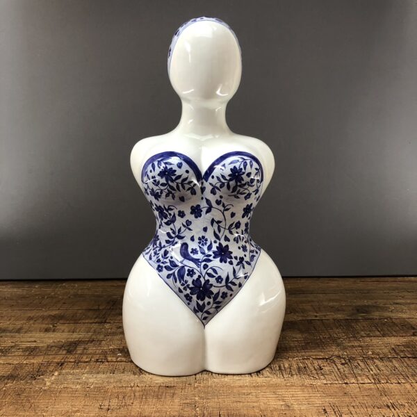 Baigneuse lisse bleue rinceaux végétaux