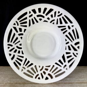 Plat talon blanc ajourage Art Déco
