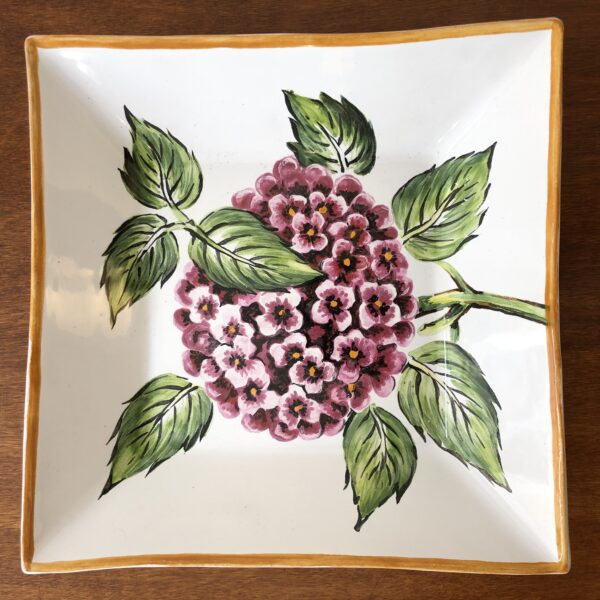 Vide-poche carré aux hortensias
